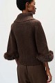 Turtleneck sweater with faux fur sleeves