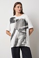 Oversized printed T-shirt with rhinestones