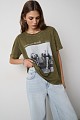 Printed T-shirt with rhinestones