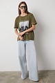 Printed T-shirt with rhinestones