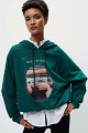 Printed hooded sweatshirt with rhinestone details