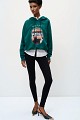 Printed hooded sweatshirt with rhinestone details