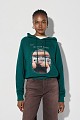 Printed hooded sweatshirt with rhinestone details