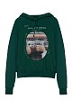 Printed hooded sweatshirt with rhinestone details