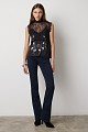 Printed satin top with lace detailing