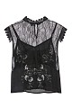 Printed satin top with lace detailing