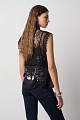 Printed satin top with lace detailing