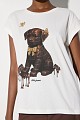 T-shirt with print and rhinestone embellishments