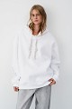 Hooded sweatshirt with rhinestone drawstrings