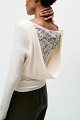 Bamboo fabric top with lace and a draped back