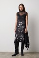 Asymmetrical midi printed dress with lace detailing