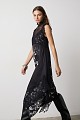 Asymmetrical midi printed dress with lace detailing
