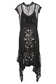 Asymmetrical midi printed dress with lace detailing