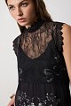 Asymmetrical midi printed dress with lace detailing
