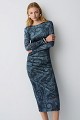 Printed velvet midi dress