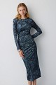 Printed velvet midi dress