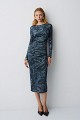 Printed velvet midi dress