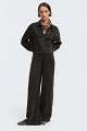Pantaloni wide-leg cu aspect de piele întoarsă