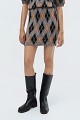 Fustă scurtă din tricot cu model argyle și pietricele