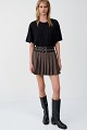 Mini pleated pied-de-poule skirt, back zip closure, regular fit