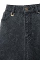 Mini denim croc-effect finish skirt