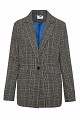 Plaid wool blazer with detachable fur