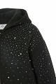 Hooded sweatshirt cardigan with rhinestone embellishments