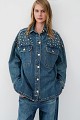 Denim overshirt με γυαλιστερές πέτρες