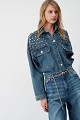 Denim overshirt με γυαλιστερές πέτρες