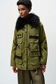 Embroidered jacket with fur detailing