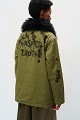 Embroidered jacket with fur detailing