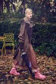Plaid wool coat with matching scarf