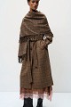 Plaid wool coat with matching scarf