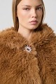 Faux fur hooded coat