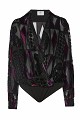 Sheer bodysuit with geometric patterns and velvet details