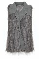 Knitted sleeveless faux fur vest