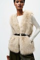 Faux fur vest with a belt