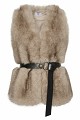 Faux fur vest with a belt