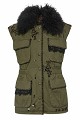 Sleeveless vest with embroidered details and faux fur
