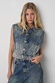 Denim embroidered vest