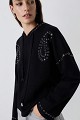 Hooded sweater with rhinestone embellishments