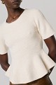 Pulover stil peplum cu decolteu cu pietricele