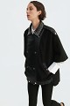 Cape with a combination of leather-look and wool fabric