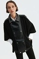 Cape with a combination of leather-look and wool fabric