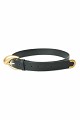 Leather belt with a buckle