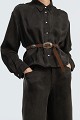 Suede leather belt with decorative details