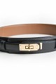 Leather belt with a metal buckle