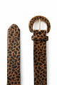 Leather pony skin belt with leopard print