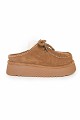 Suede slip-on shoes with faux fur