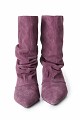 Suede high-knee boots with gathered detailing